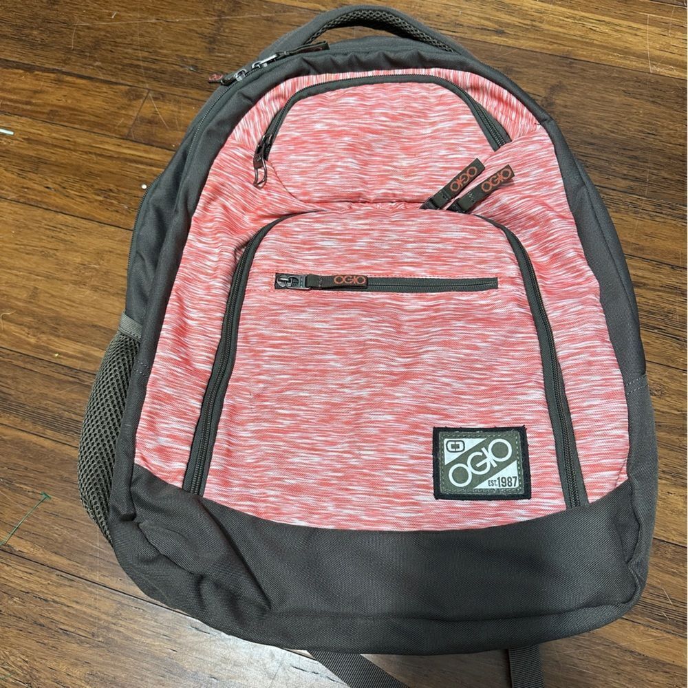 OGIO Turbine Laptop Backpack Gray & Pink Pockets Roomy Padding Sturdy